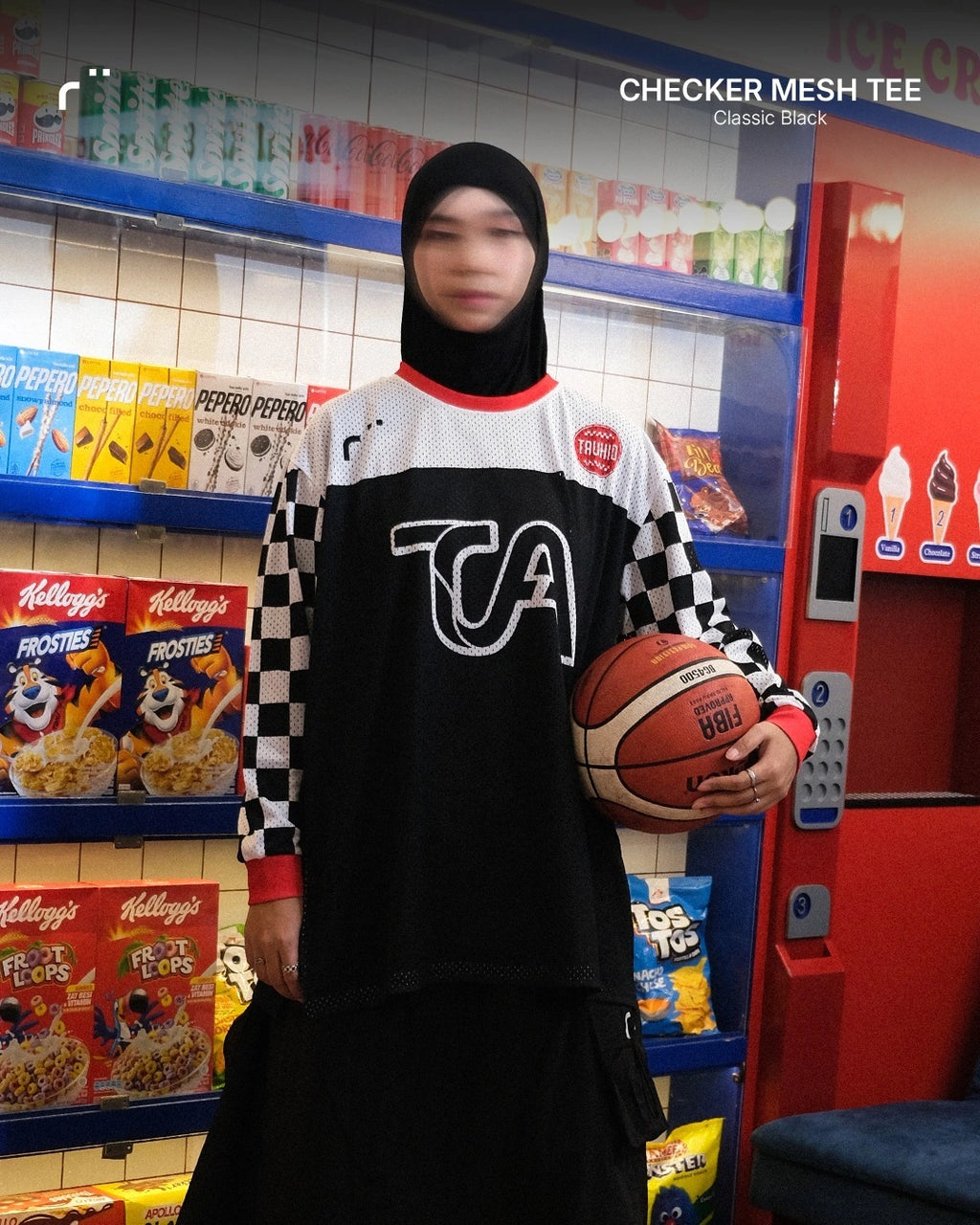 TA BY TRZ - Checker Mesh Tee Women
